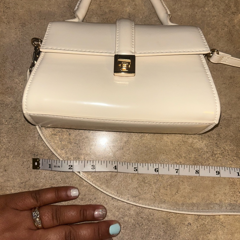 H&M purse - Glossy Cream Mini Bag - Goldtone Hardware Convertible Strap - Picture 10 of 10
